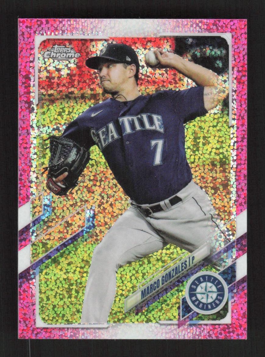 2021 Topps Chrome #152 Magenta Speckle Refractor Marco Gonzales #/350 Mariners