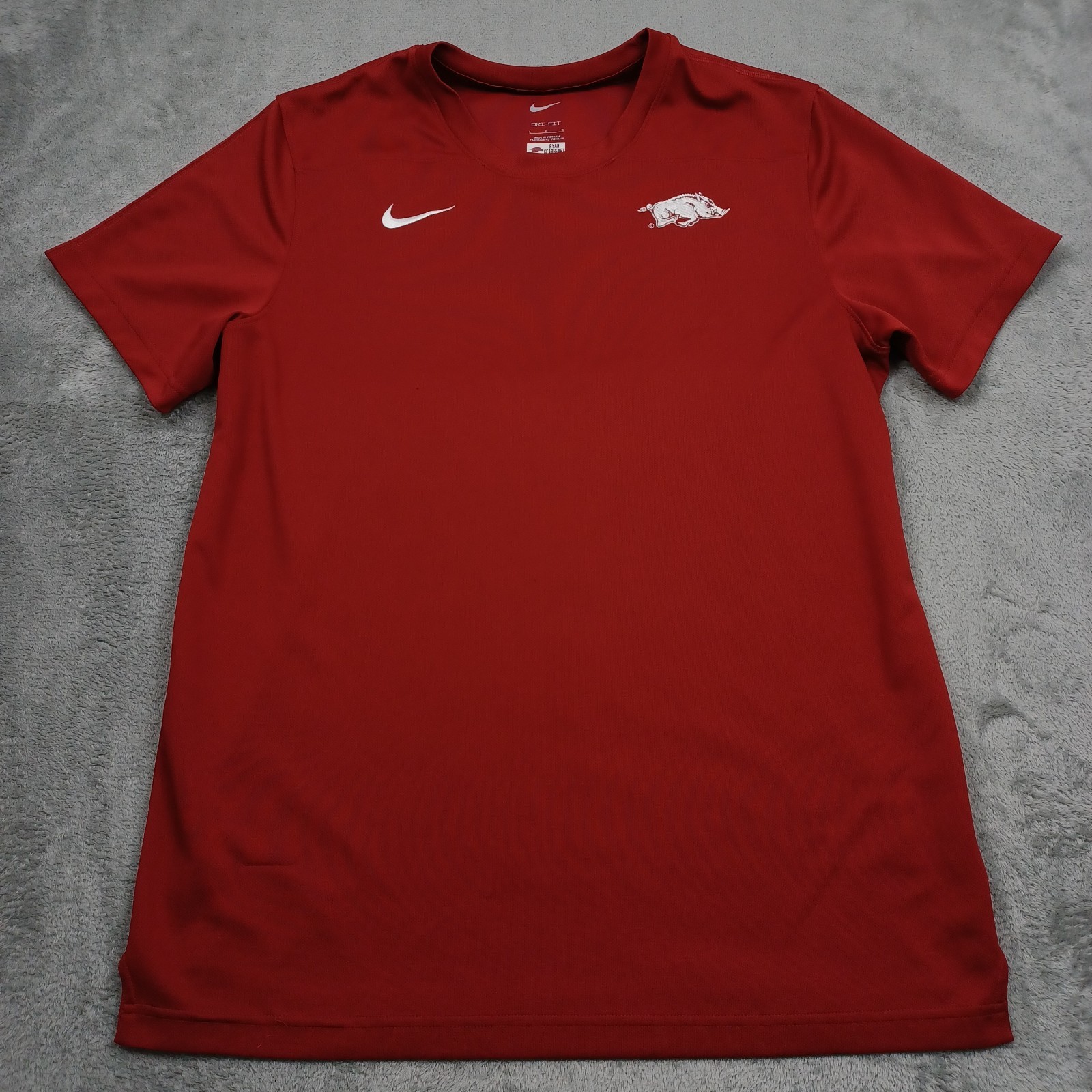 Arkansas Razorbacks Shirt Mens Large Red Nike Dri Fit Short Sleeve A6