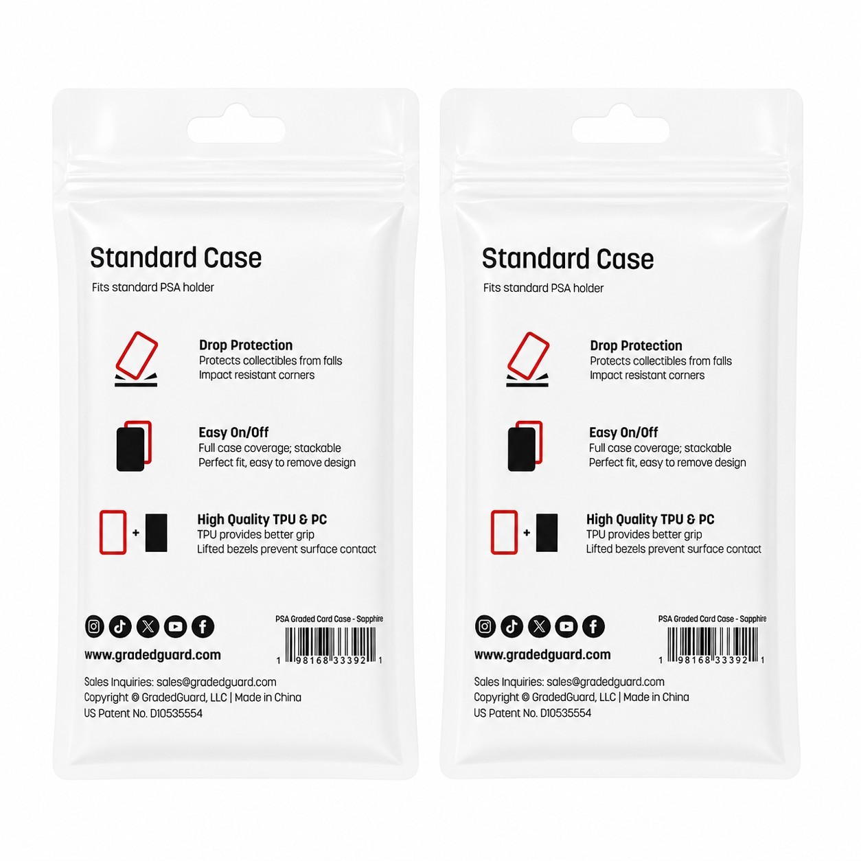 (2) Sapphire GradedGuard PSA Graded Card Jewel Case Guard Protector Stackable