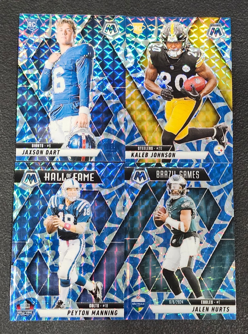 2025 Mosaic Football BLUE REACTIVE PRIZMS 251-400 You Pick – 2 Card Minimum