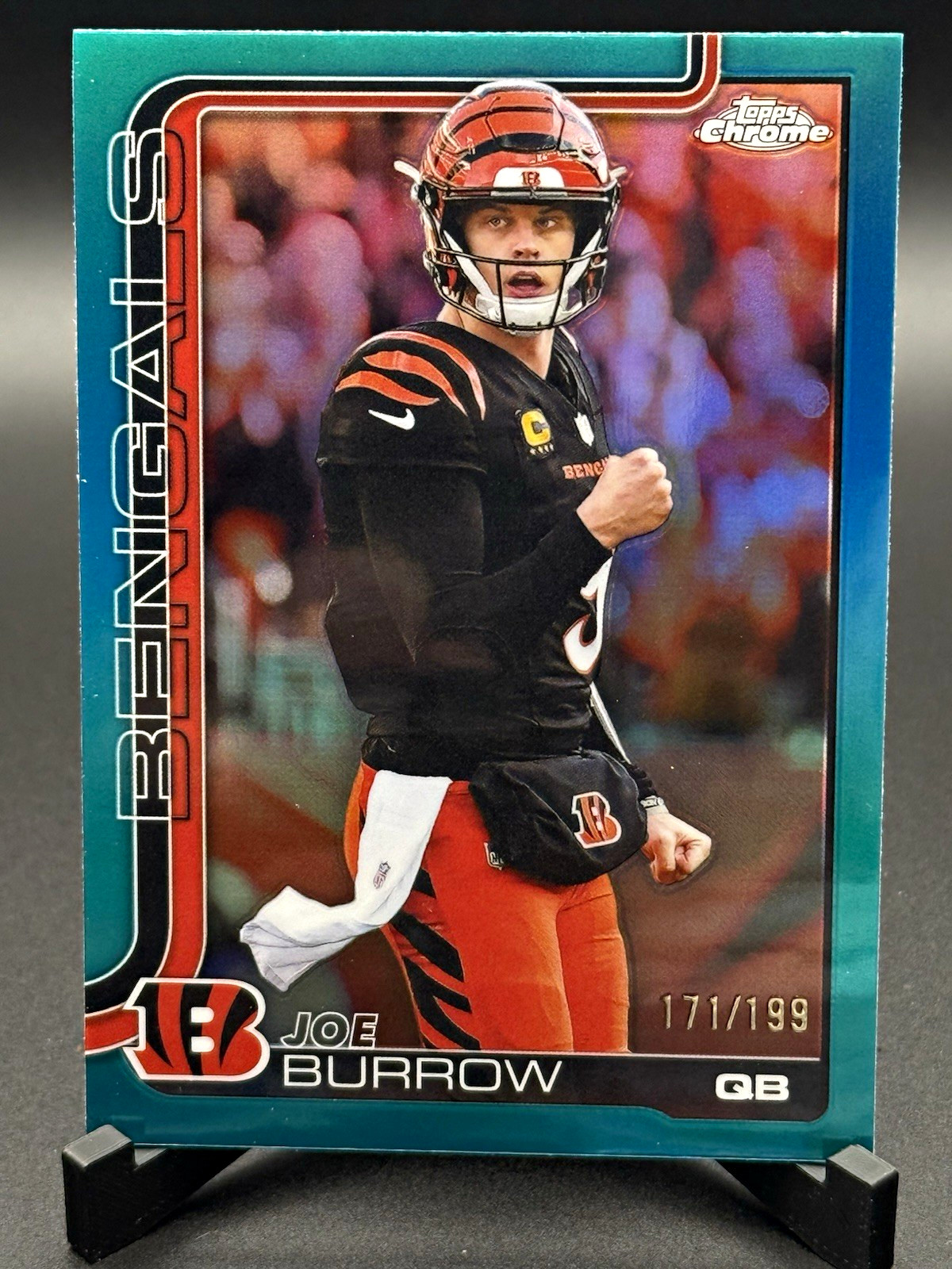 Topps Chrome Football 2025 Joe Burrow Bengals Aqua Refractor /199 #61