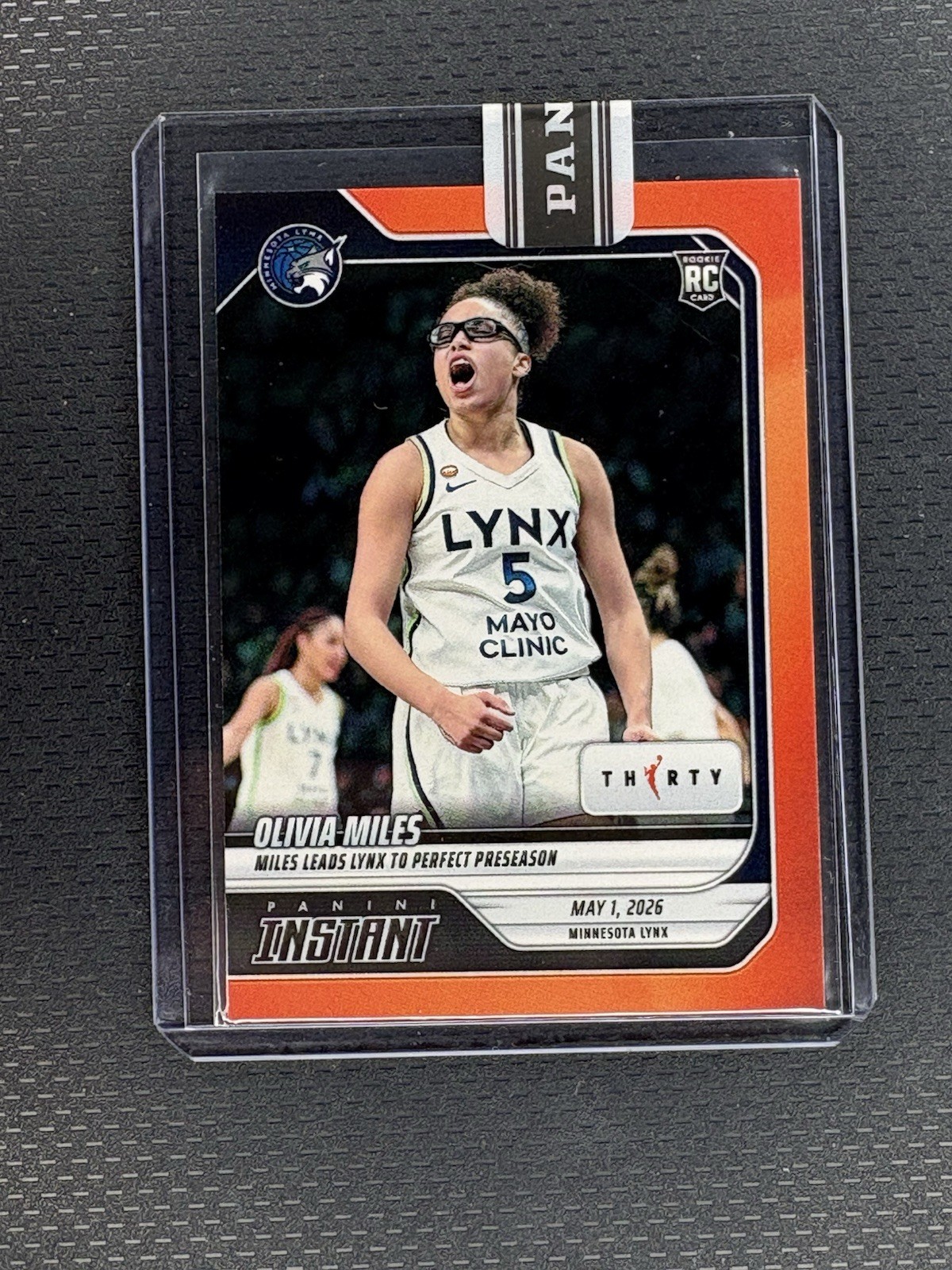 OLIVIA MILES RC 2026 PANINI INSTANT WNBA #7 ROOKIE SSP /30 ORANGE PRIZM LYNX🔥🔥