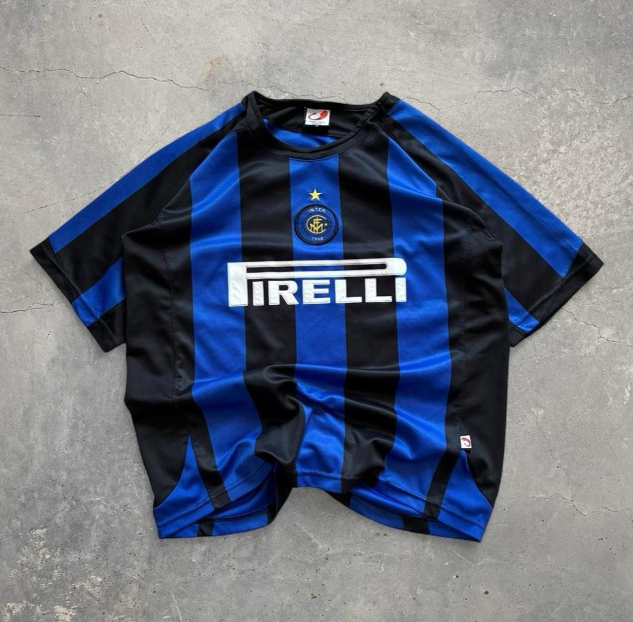Vintage Inter Milan Pirelli Soccer Jersey Blue Black Size M
