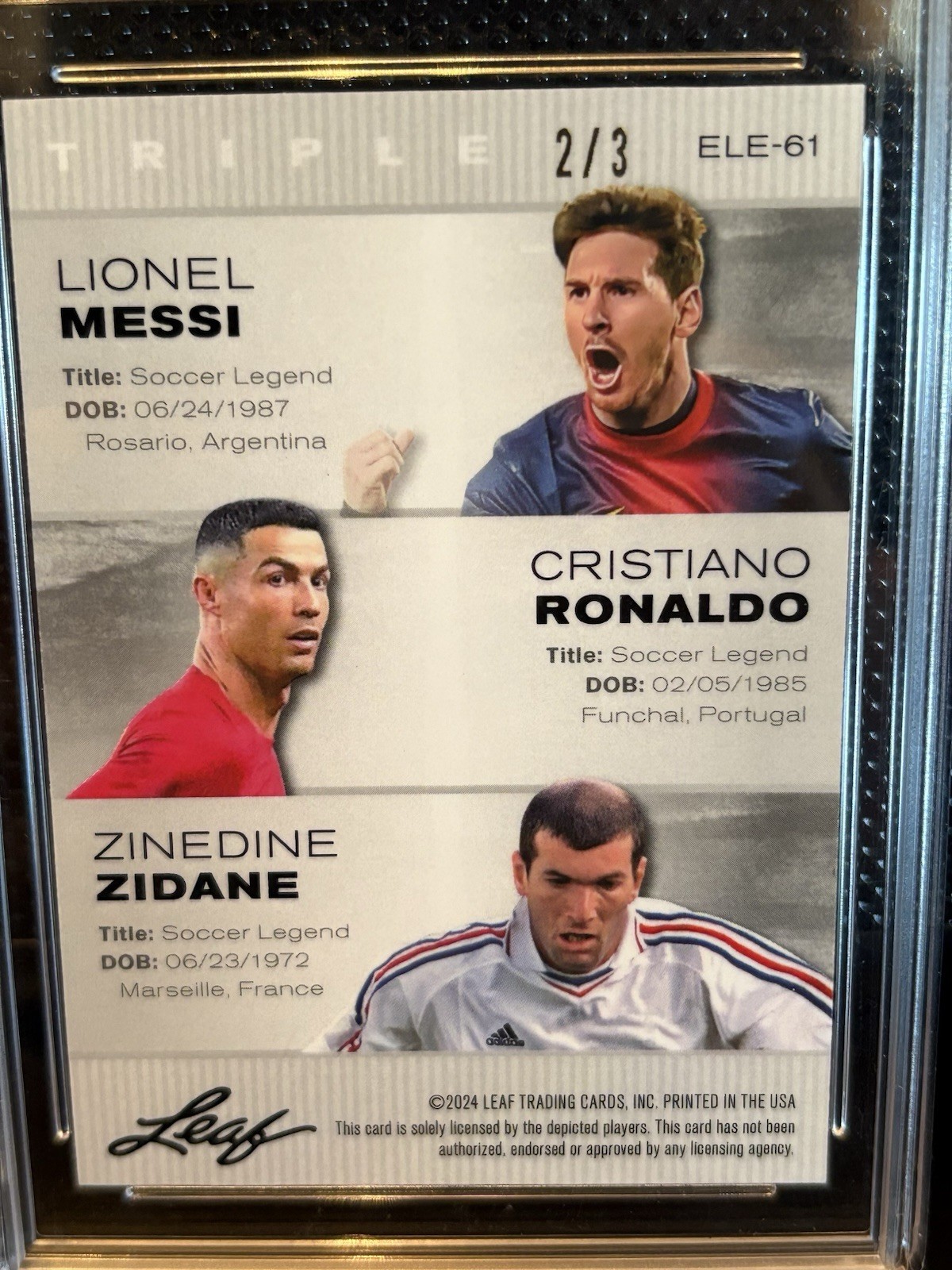 Leaf 2024 Metal ORANGE LASER 2/3 Exclusive Legends ELE-61 Messi Ronaldo Zidane