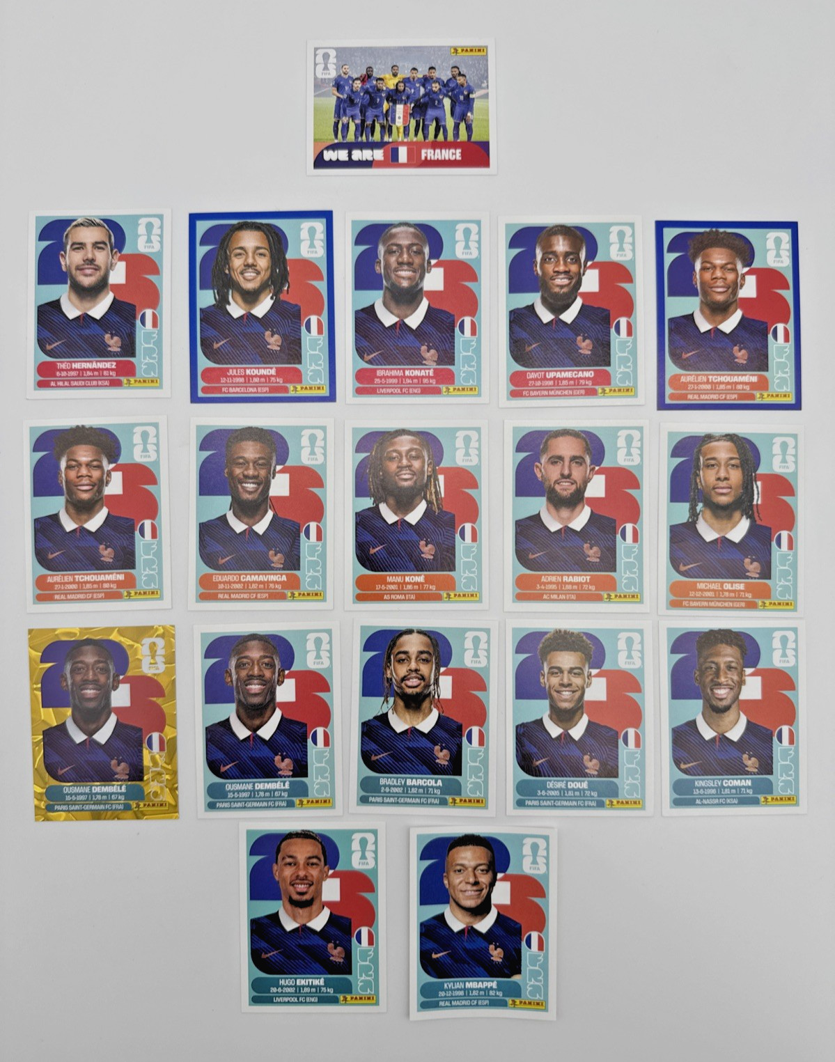 2026 100% Authentic Panini FIFA World Cup France Stickers Pick Team Logo Players