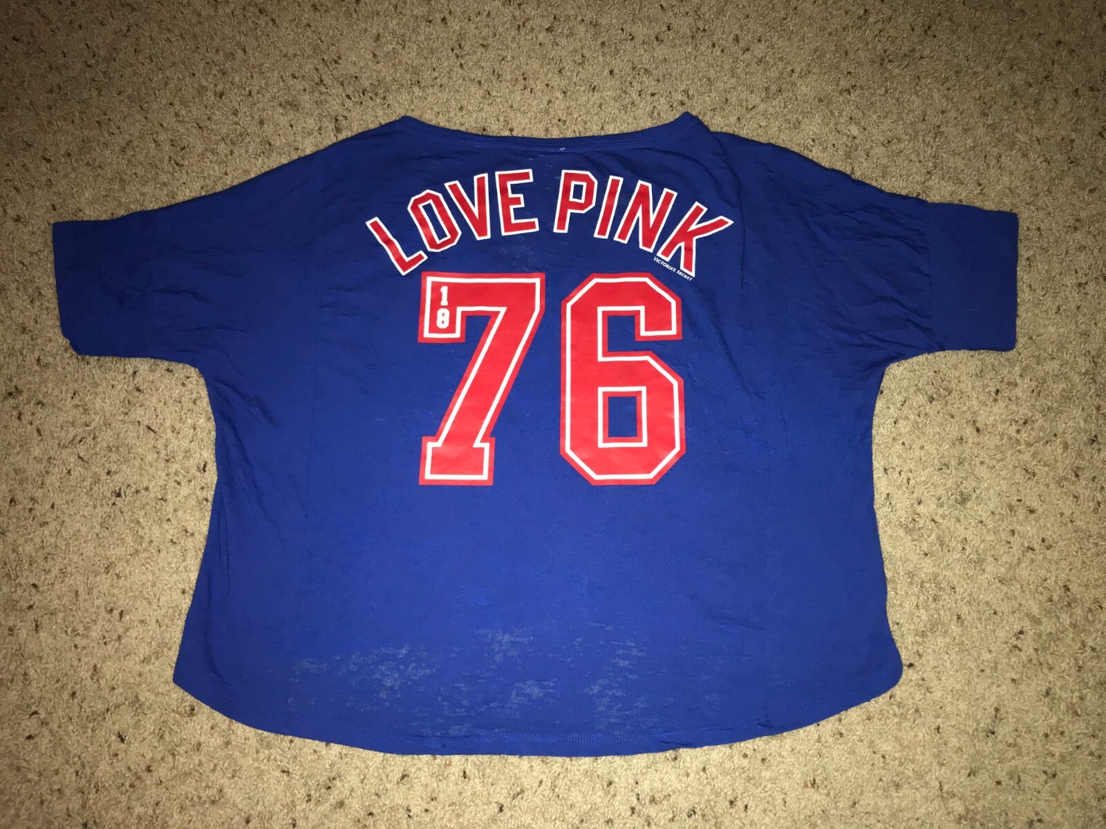 Chicago Cubs Victoria’s Secret Pink Oversized Sheer Crop Top Shirt – Women’s XS