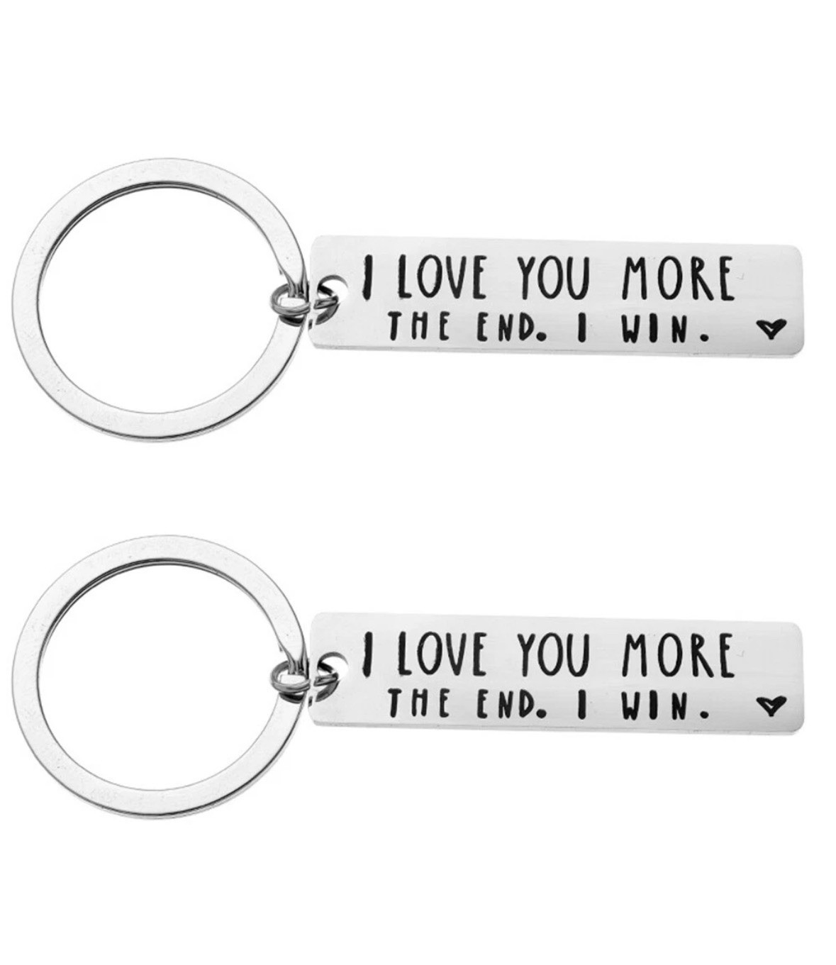 Couples Keychain “I Love You More The End I Win” Stainless Steel Gift Him Her