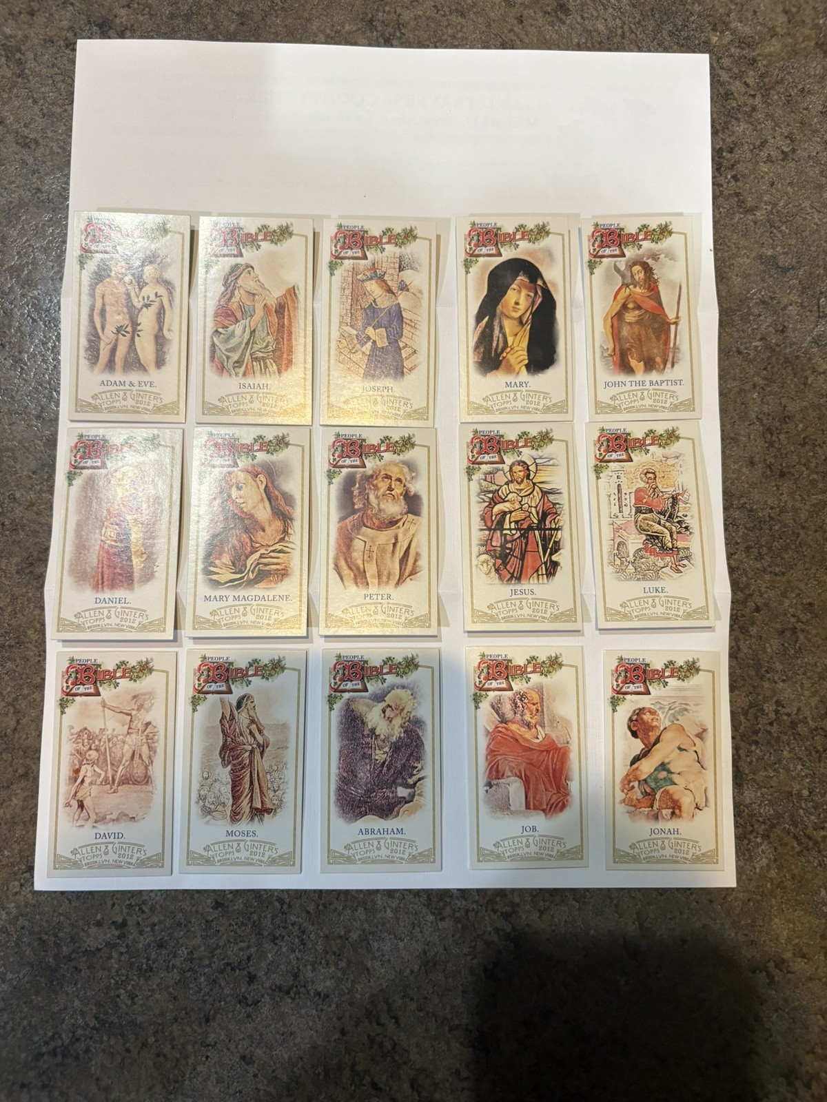 2012 Topps Allen & Ginter People of the Bible Mini Full Set Of 15