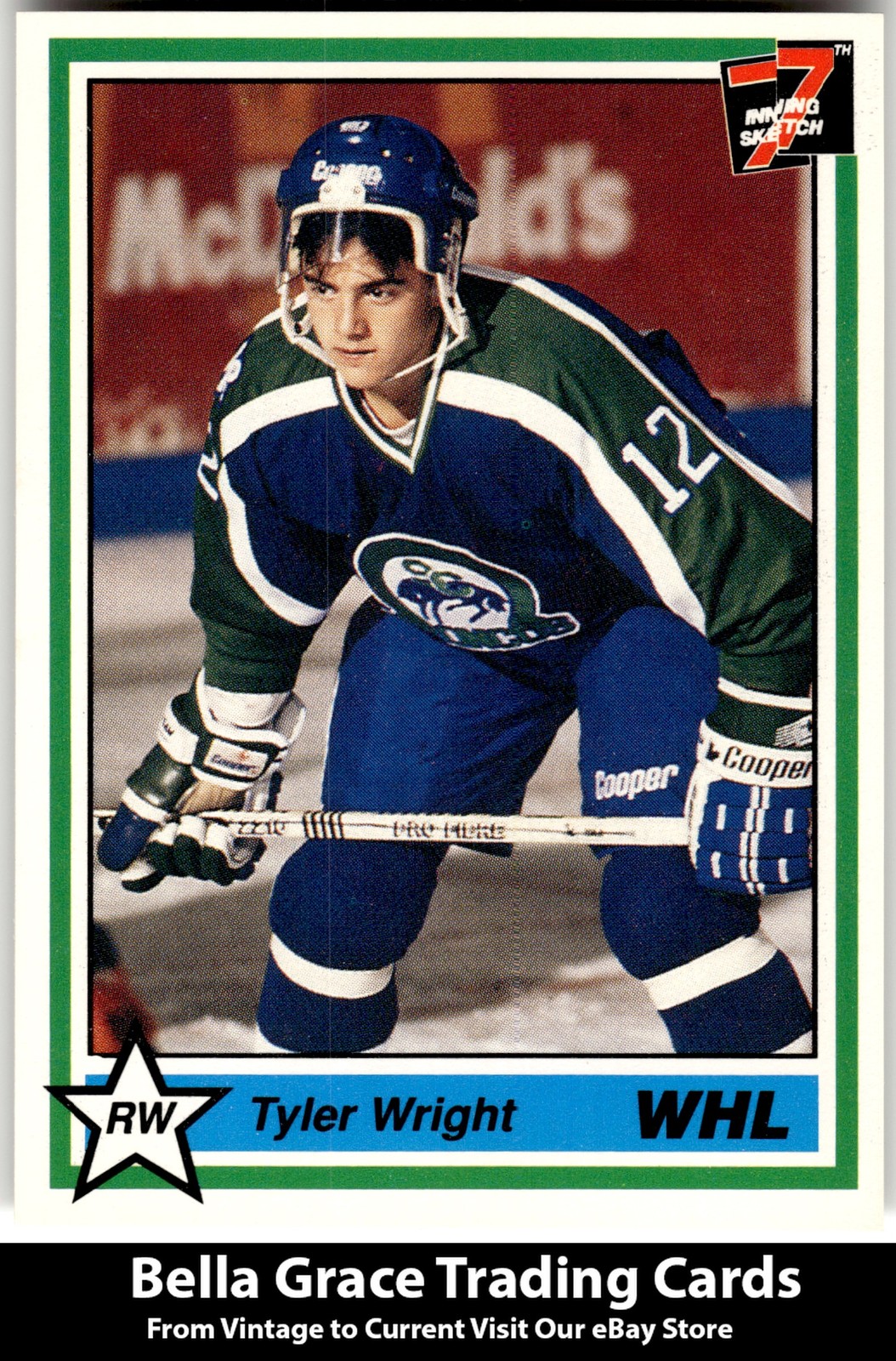 1990-91 7th Inning Sketch WHL Tyler Wright #56 Swift Current Broncos NHL Hockey
