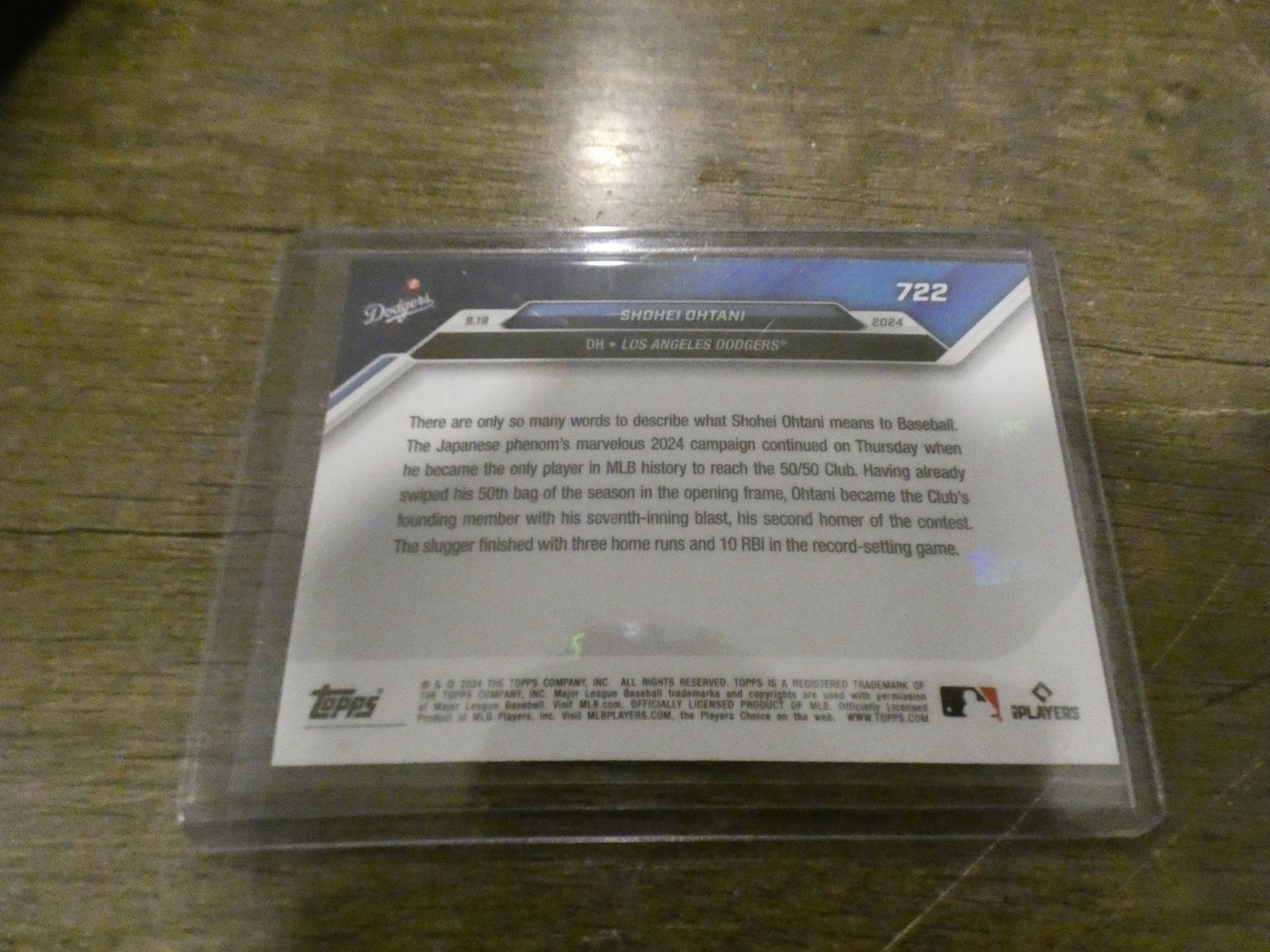 2024 Topps Now SHOHEI OHTANI #722 – 50/50 Club Member Los Angeles Dodgers
