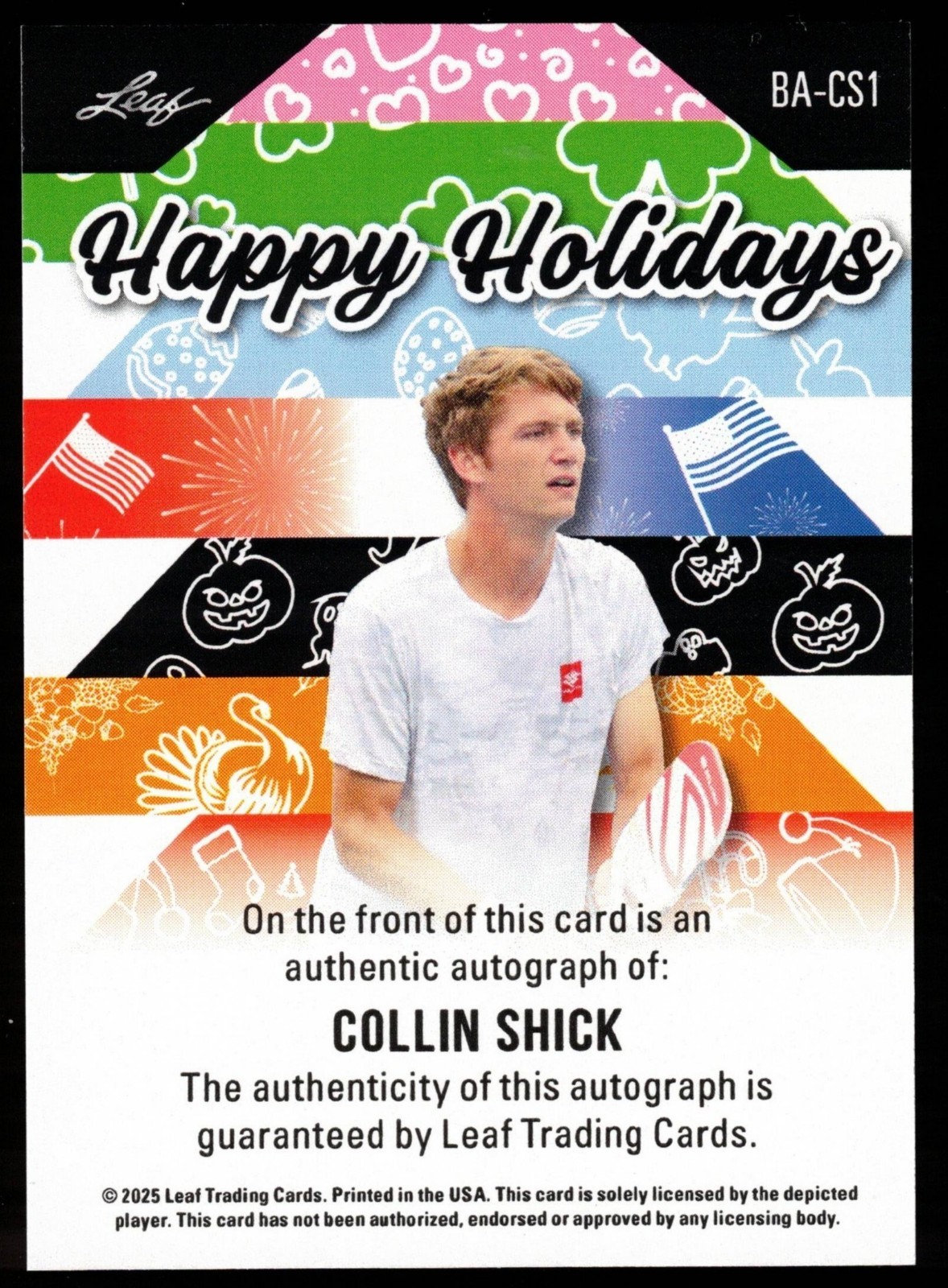 Collin Shick – 2025 Leaf Holiday Autograph #BA-CS1 (AU) FREE SHIPPING!!