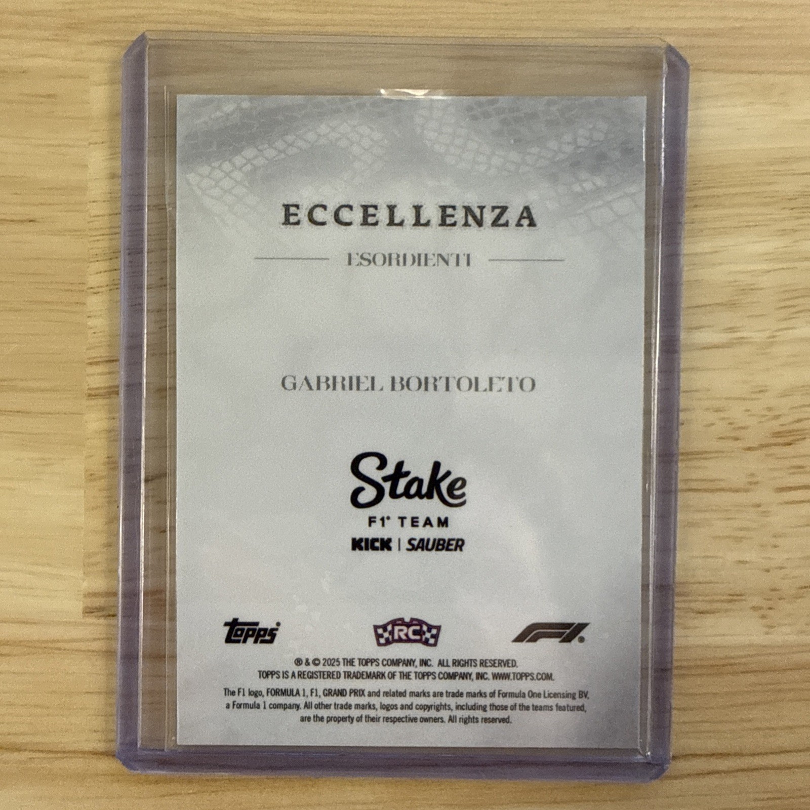 Topps Formula 1 Eccellenza 2025 – Gabriel Bortoleto – Esordienti Green RC /75
