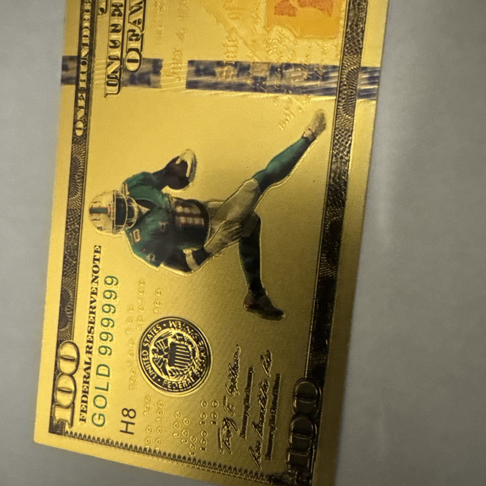 24k Gold Foil Plated Tyreek Hill Banknote Miami Dolphins Football
