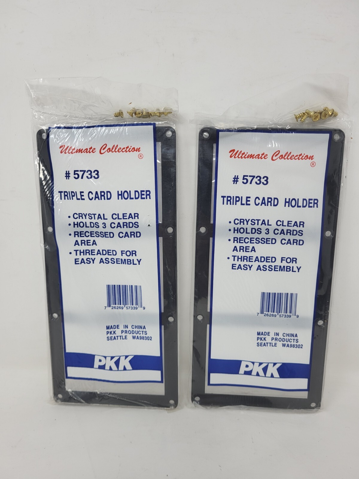 Two PKK Black Screw-down Triple Card Holder Recessed