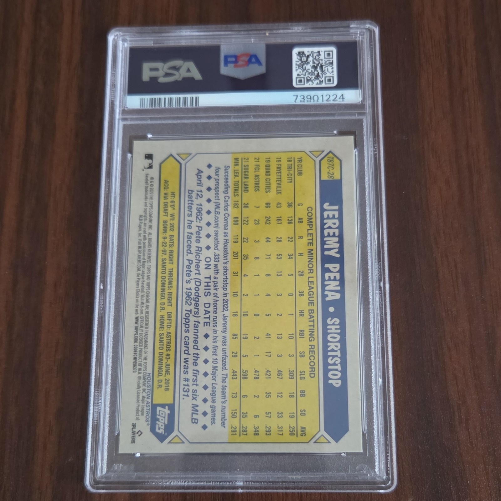 Topps 2022 Update Silver Pack 1987 Chrome Mojo Jeremy Pena T87C-28 RC PSA 10