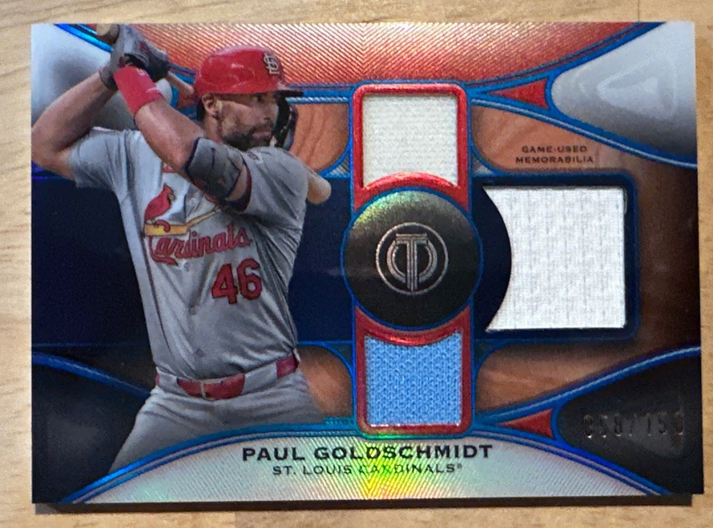 2025 Topps Tribute – (Paul Goldschmidt) Tribute Triple Relic – Blue 58/150 Card