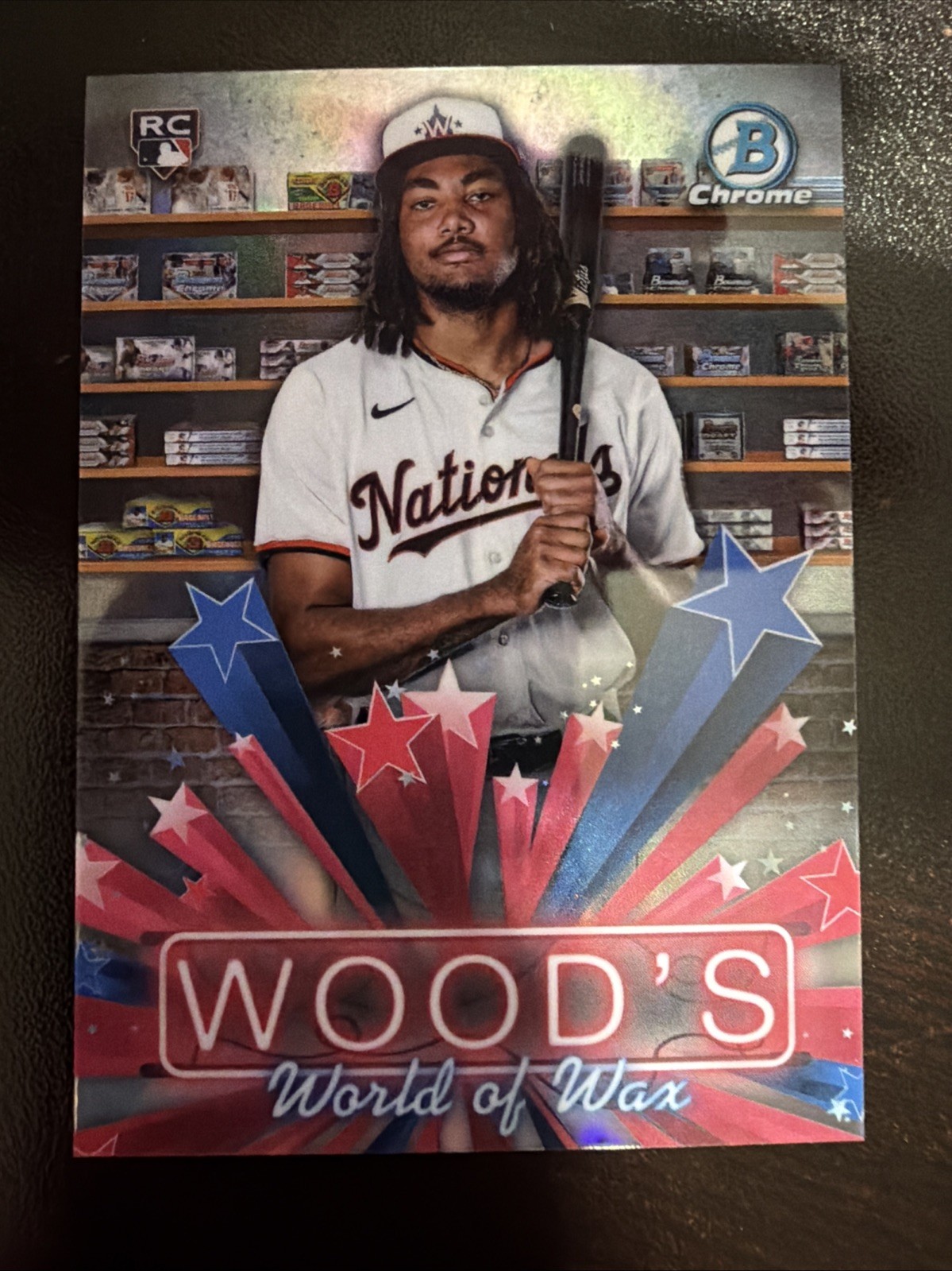 2025 Bowman Chrome James Wood RC Wood’s World Of Wax Refractor Nationals HS-5