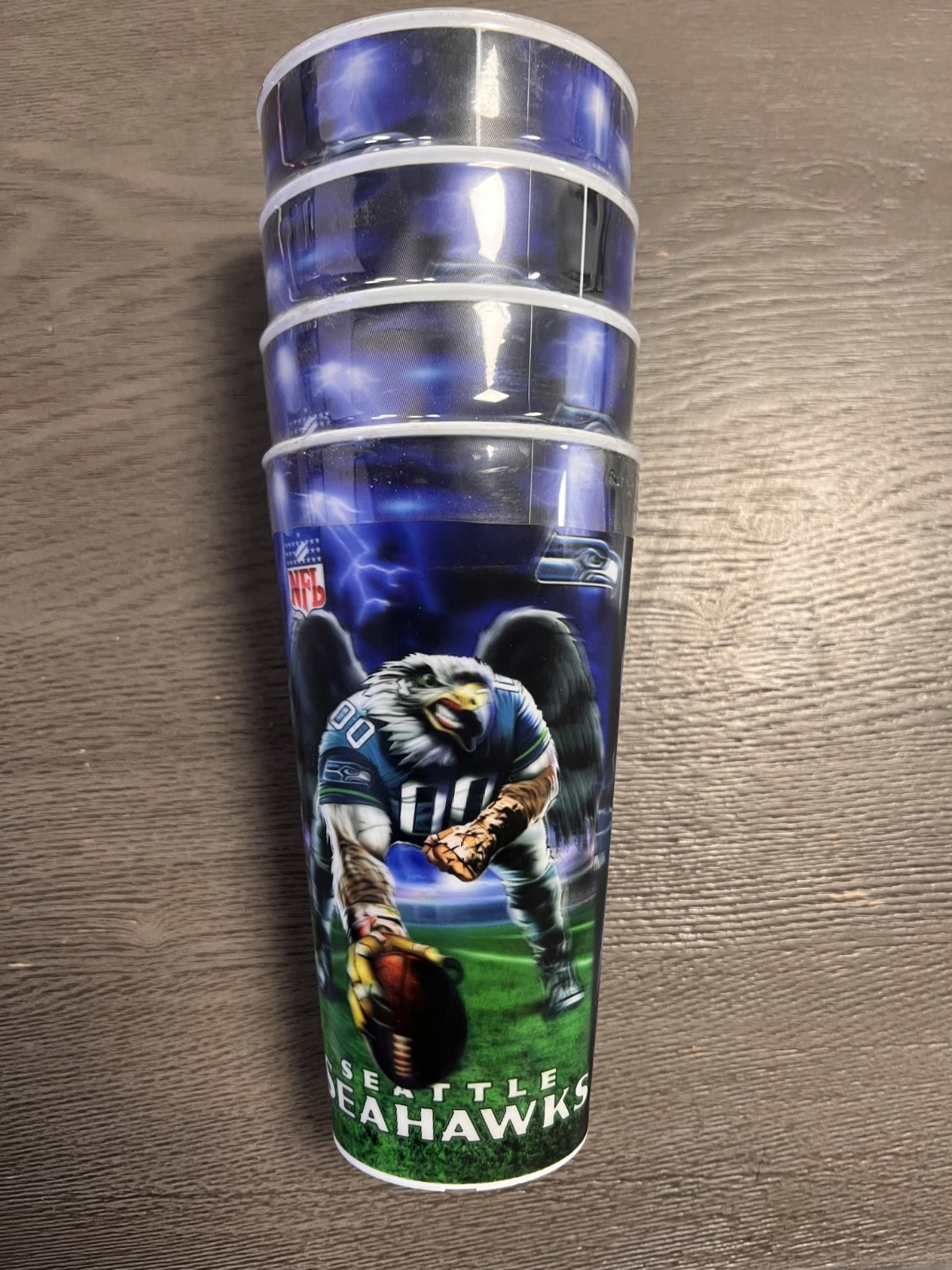 Seattle Seahawks NFL 3D Tumbler 16oz PACK OF 4 NEW FREE SHIPPING