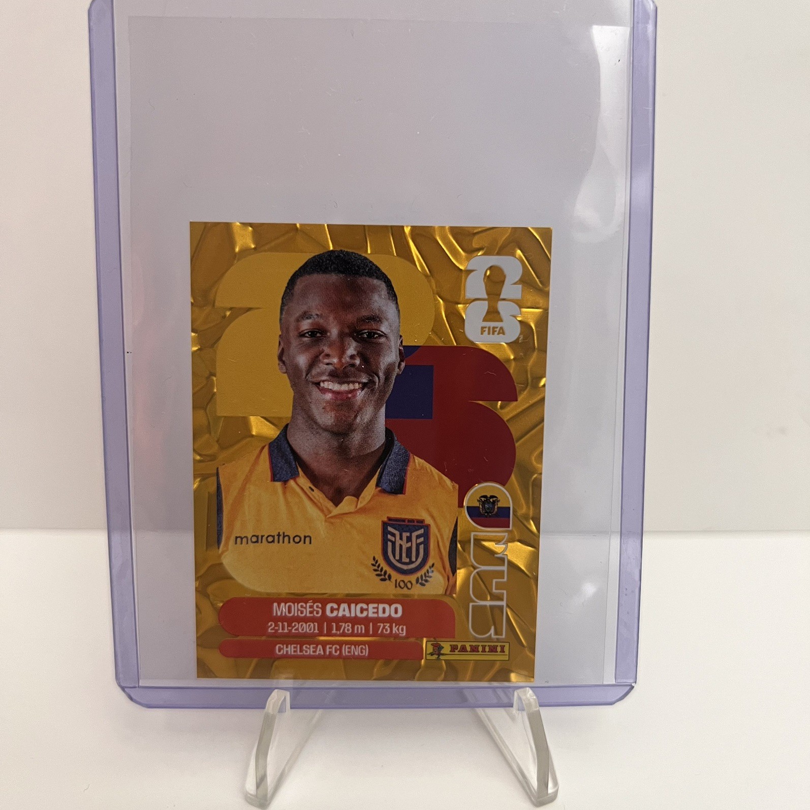 2026 Panini World Cup Moises Caicedo Ecuador Gold Crumple Sticker