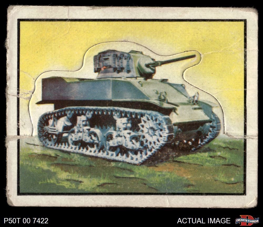 1950 Topps Freedoms War #103 M-5 Light Tank SHORT-PRINT / Die-Cut 1 – POOR