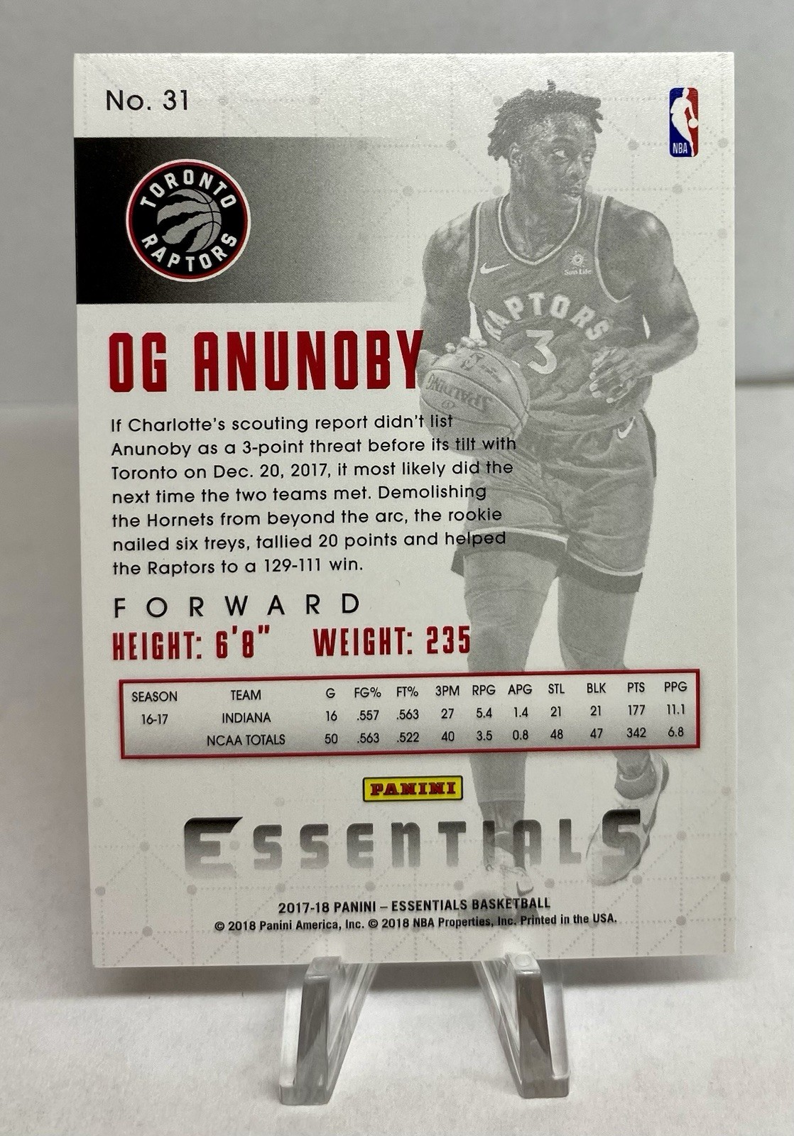 2017-18 Panini Essentials OG ANUNOBY #31 Holofoil Rookie RC Raptors Knicks