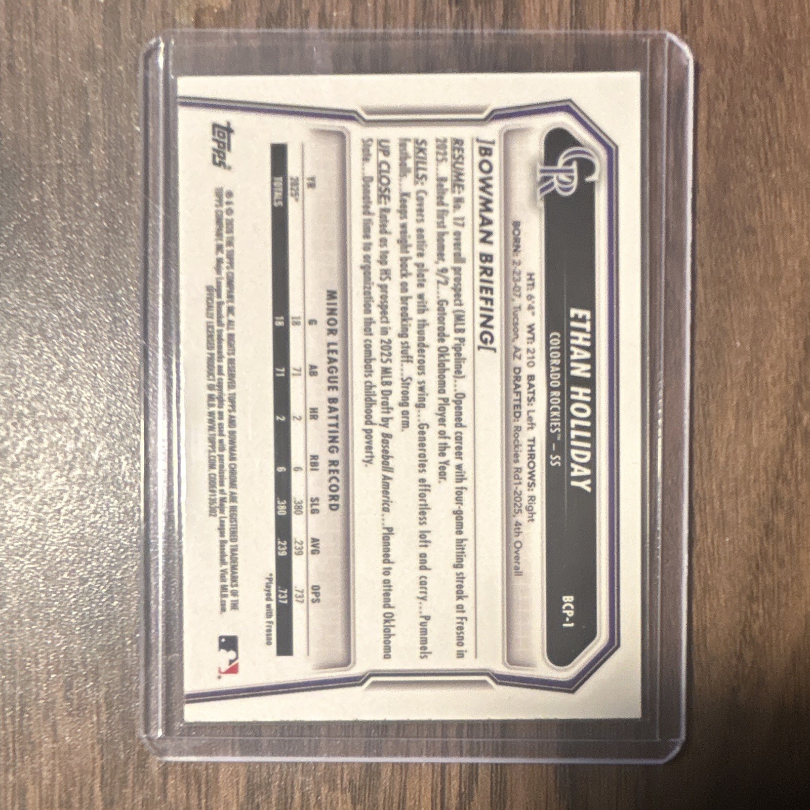2026 Bowman Baseball Ethan Holliday 1st Bowman Blue /150 BCP-1