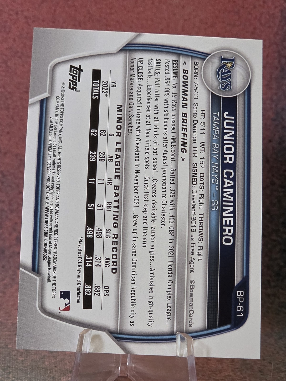 2023 Bowman 1st Edition #BPPF-61 Junior Caminero