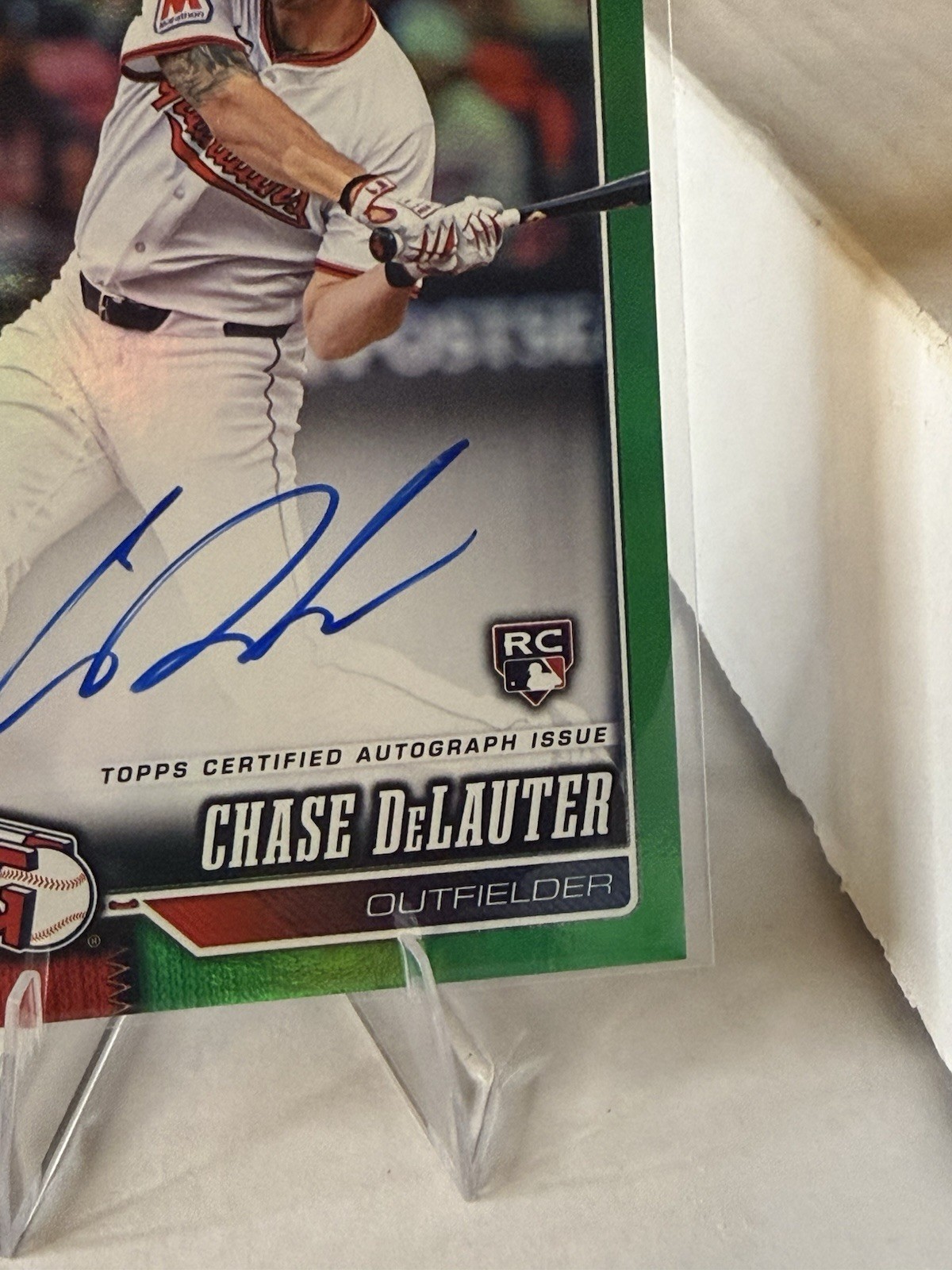 2026 Topps #458 Chase DeLauter Green Real One Auto #/99 Rookie Card