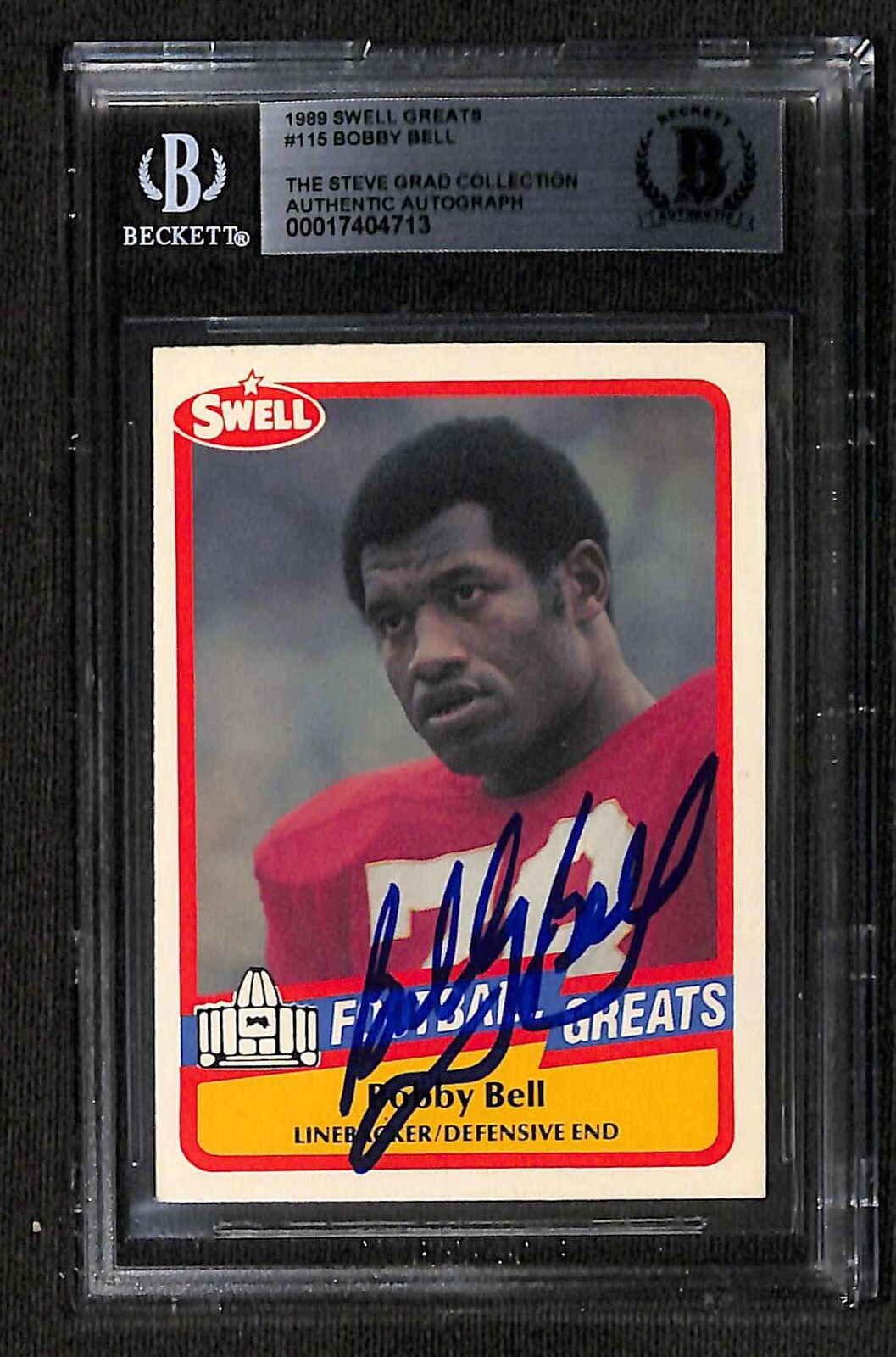 Bobby Bell Kansas City Chiefs 1989 Swell Greats #115 Signed Card BECKETT