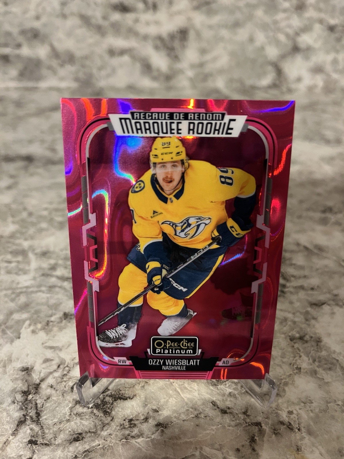 2025-26 O-Pee-Chee Platinum – Marquee Rookies Ozzy Wiesblatt #235 Pink Magma…