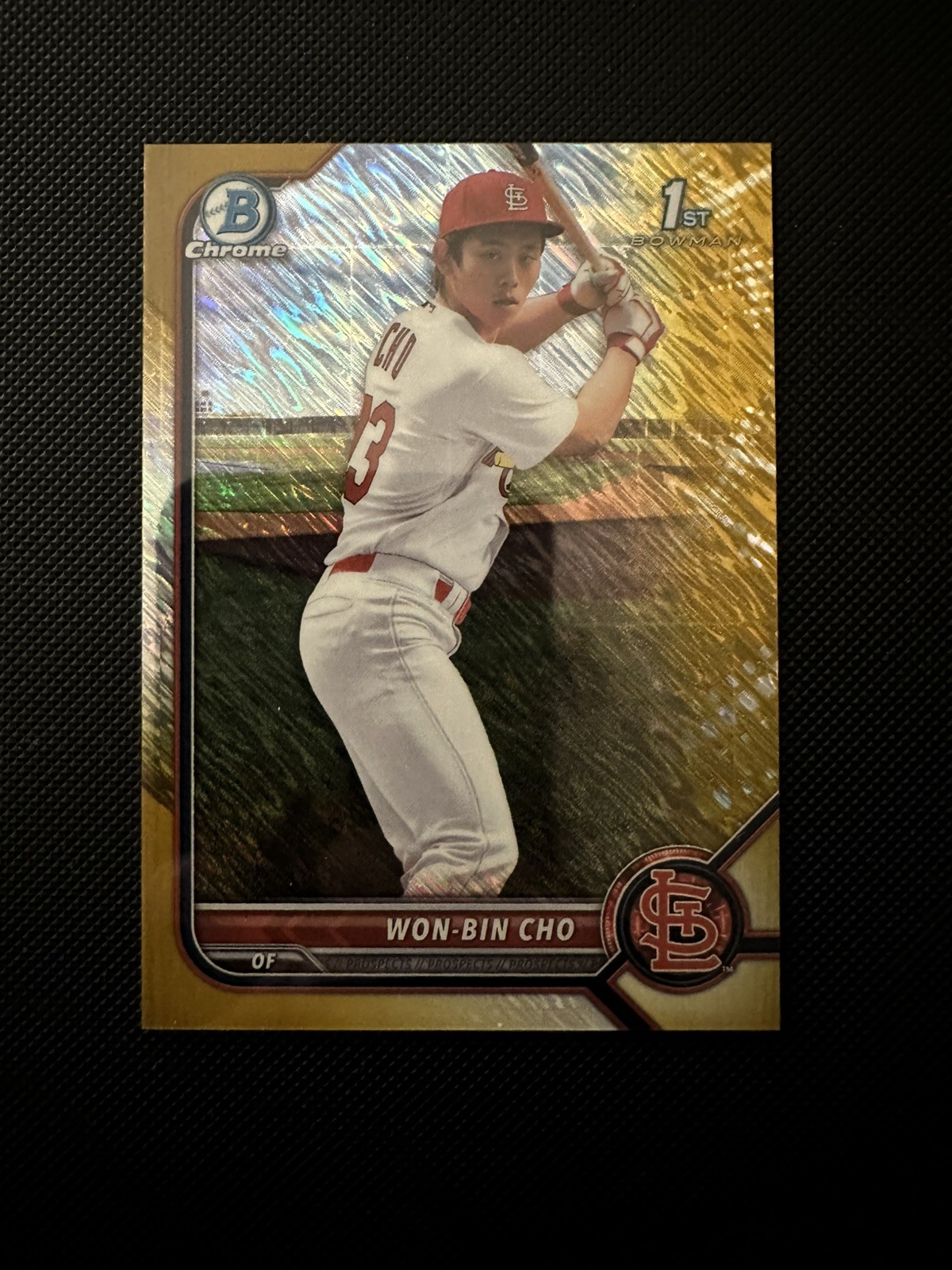 2022 Bowman Chrome WON-BIN CHO 1st Gold Shimmer Refractor /50 Cardinals