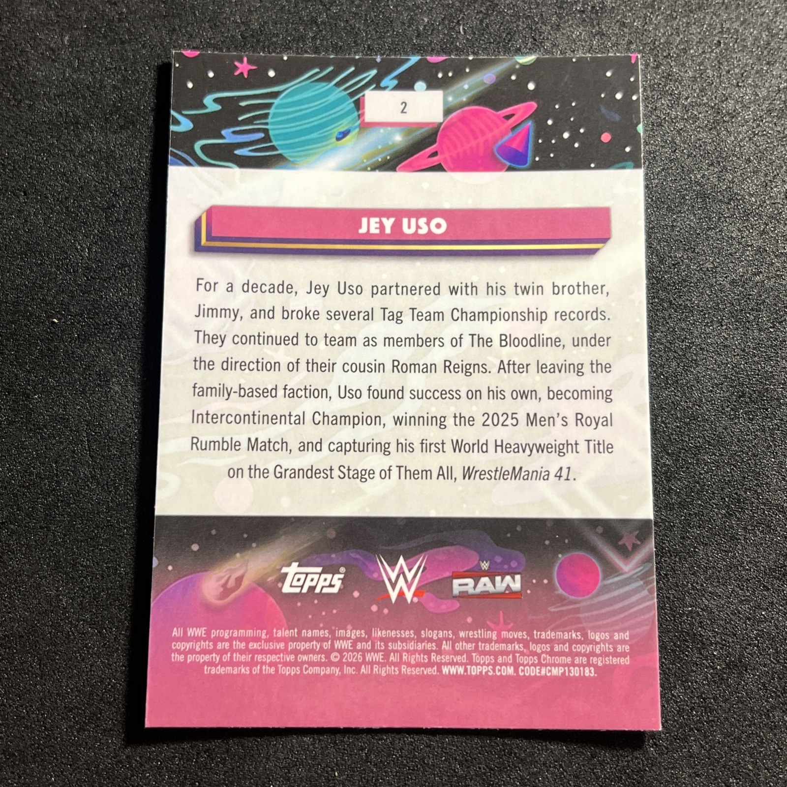 JEY USO Base 2026 Topps Chrome Cosmic WWE #2