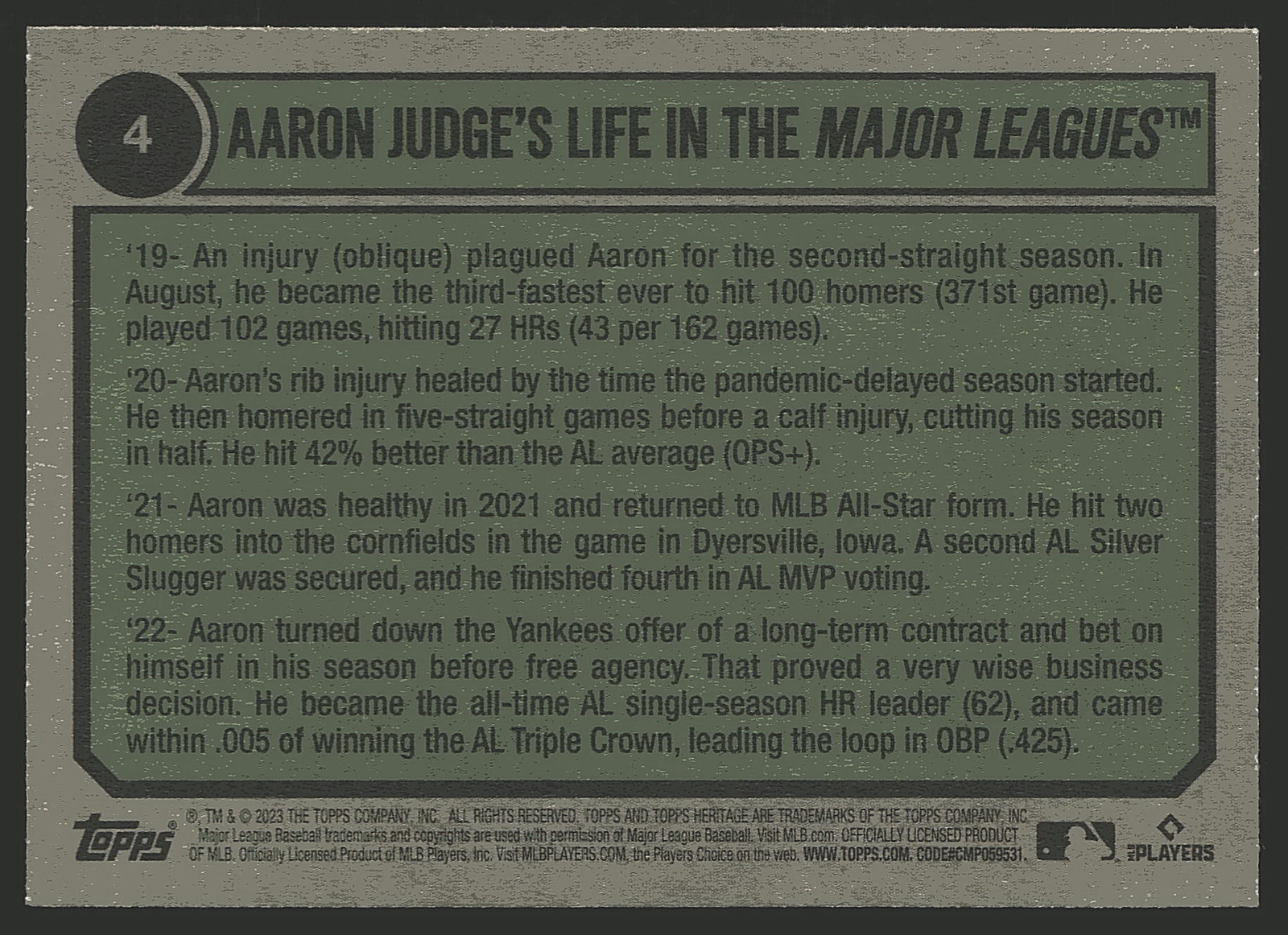 2023 Topps Heritage #4 Aaron Judge