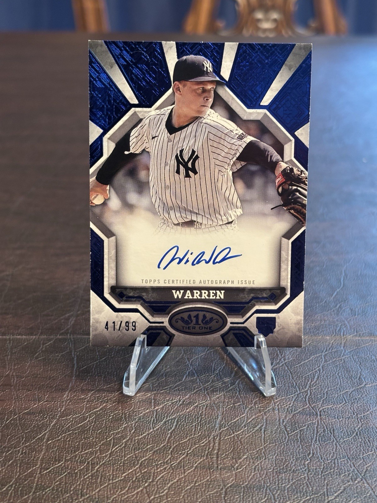 2025 Topps Tier One Breakout Blue Auto BOA-WAR Will Warren RC /99 Yankees