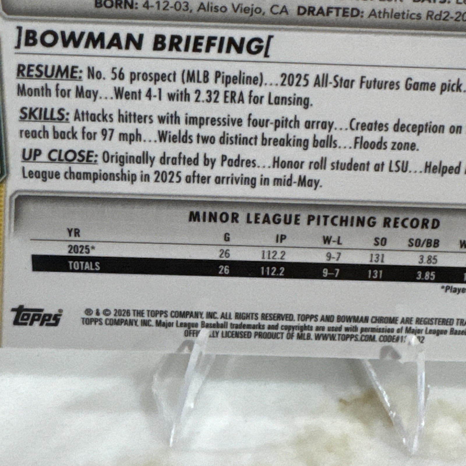 2026 Bowman Chrome Green Grass Gage Jump 77/99 Athletics