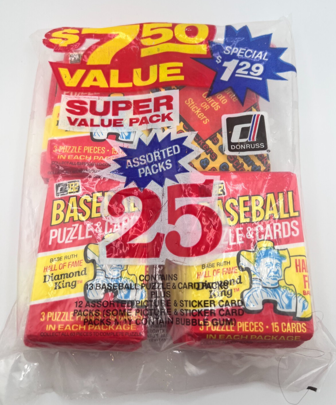 1982 Donruss Baseball Super Value Fun Bag Factory Sealed 25 Packs Ripken RC?