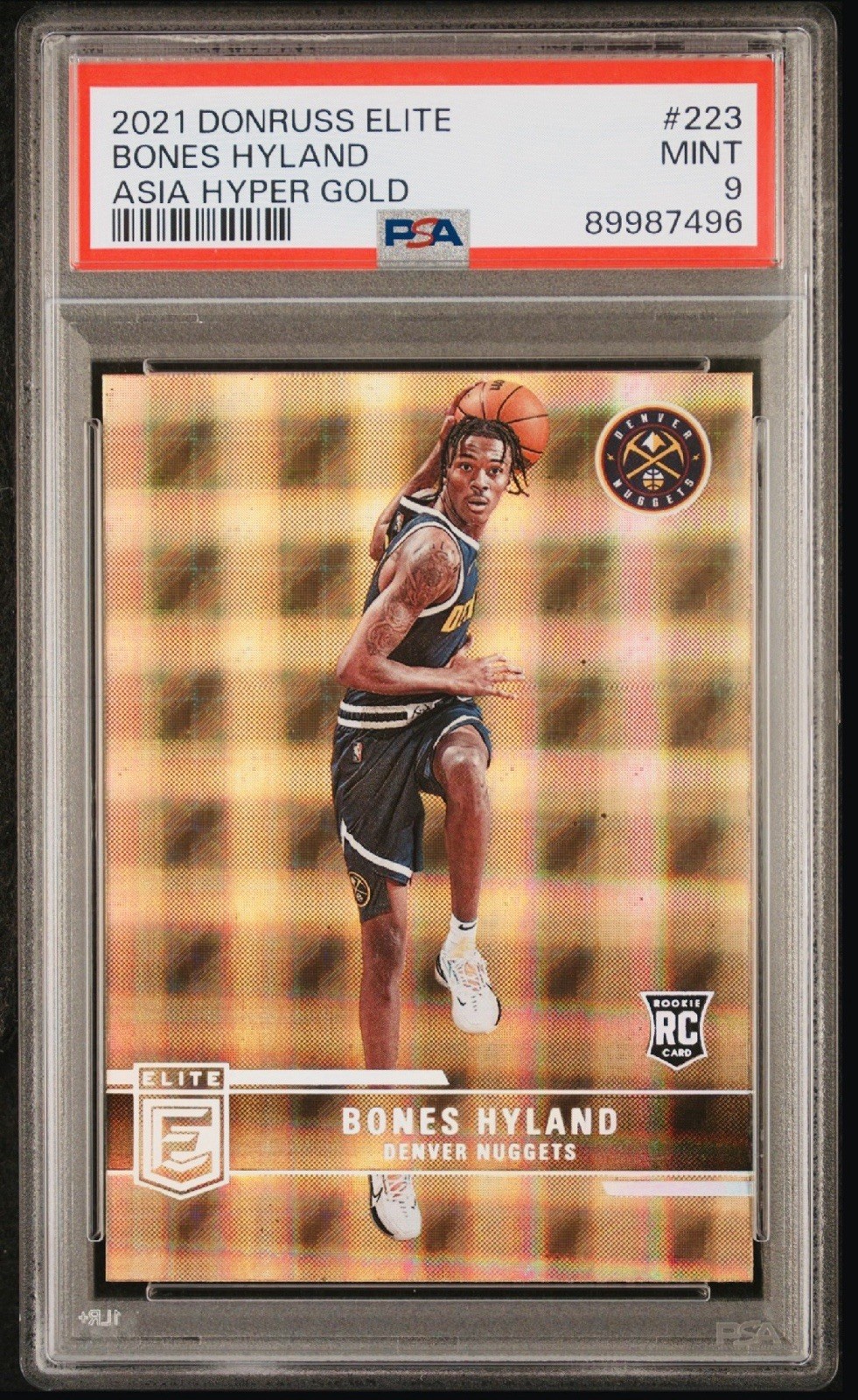 Bones Hyland 2021 Donruss Elite RC Rookie Asia Hyper Gold #223 PSA 9