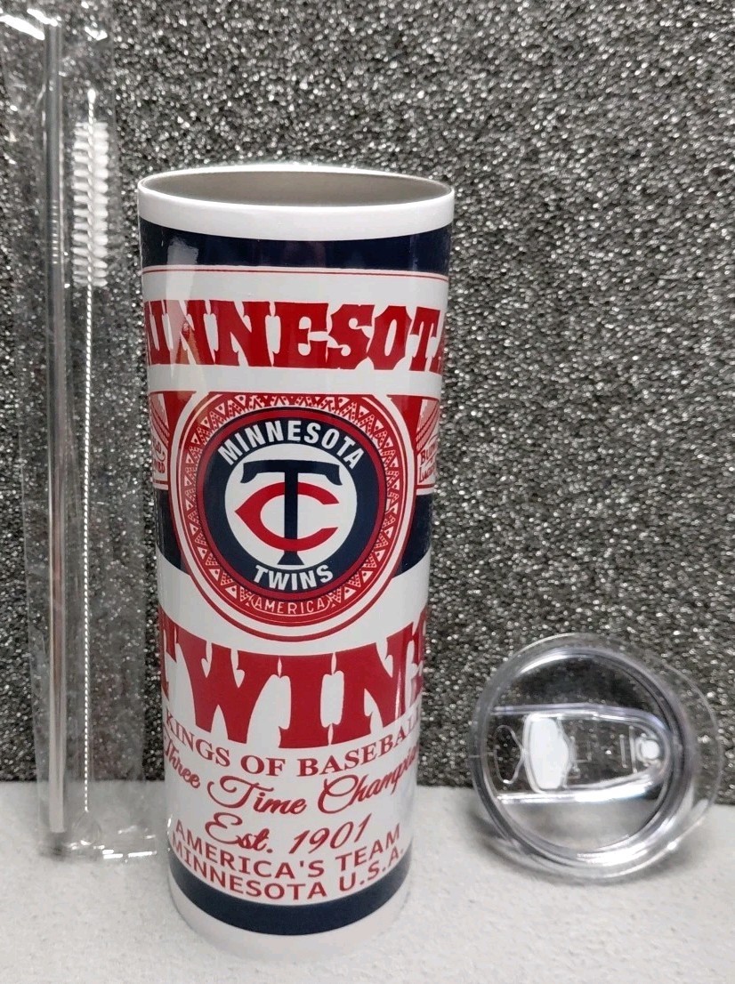 Minnesota Twins 20 oz Stainless Steel Skinny Tumbler w/ Lid Straw MLB NEW
