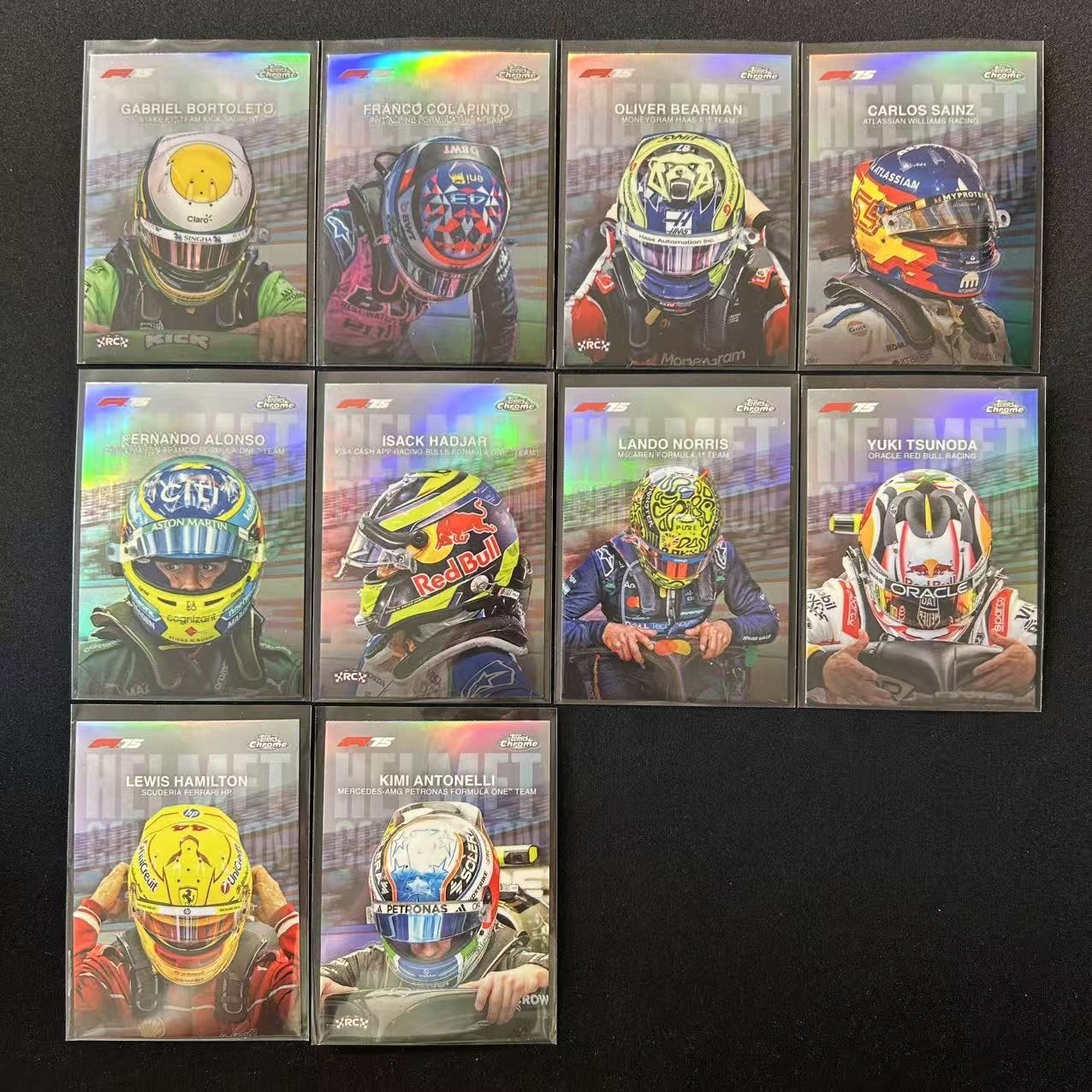 🧮2025 TOPPS CHROME FORMULA 1 F1 75TH Helmet Collection FULL SET HC 1-10 LOT10