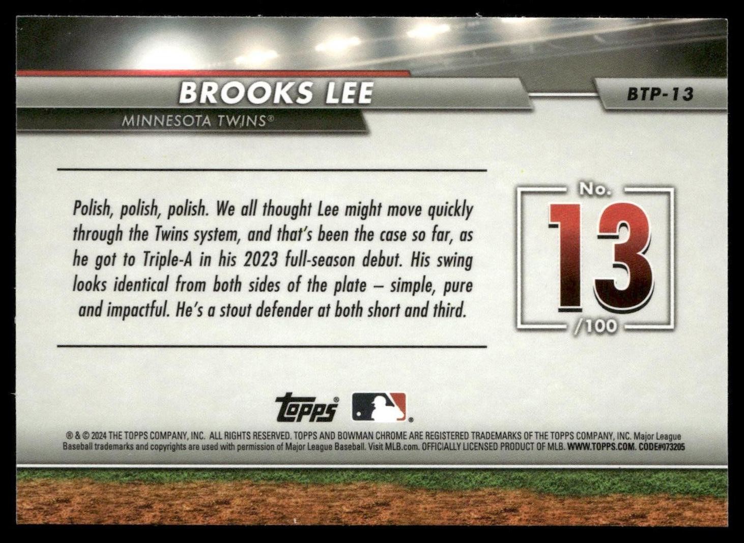 2024 Bowman #BTP-13 Brooks Lee Bowman Scouts’ Top 100