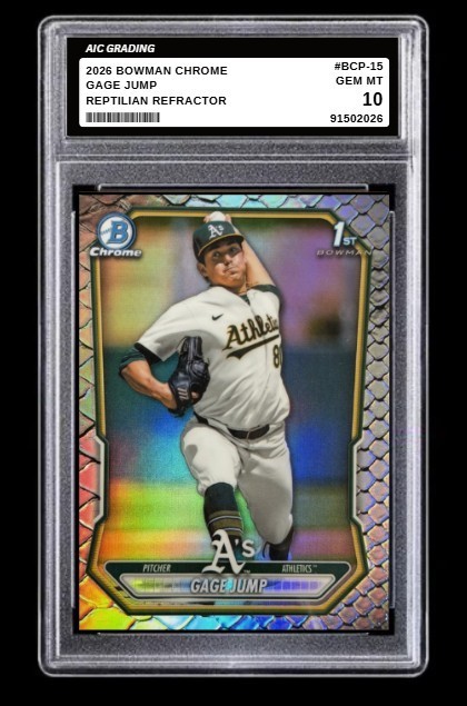2026 Gage Jump 1st Bowman Chrome Reptilian Refractor Card #BCP-15 Graded 10