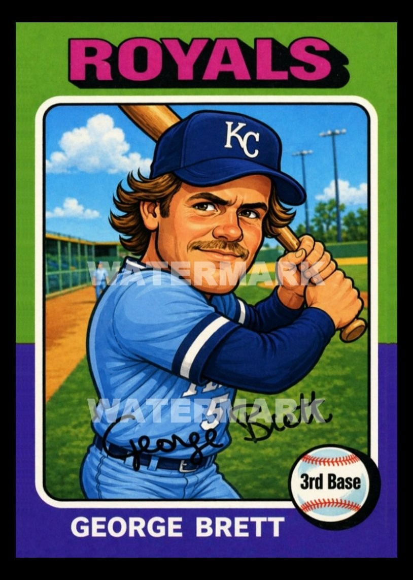 George Brett Custom Caricatures Baseball Art Card