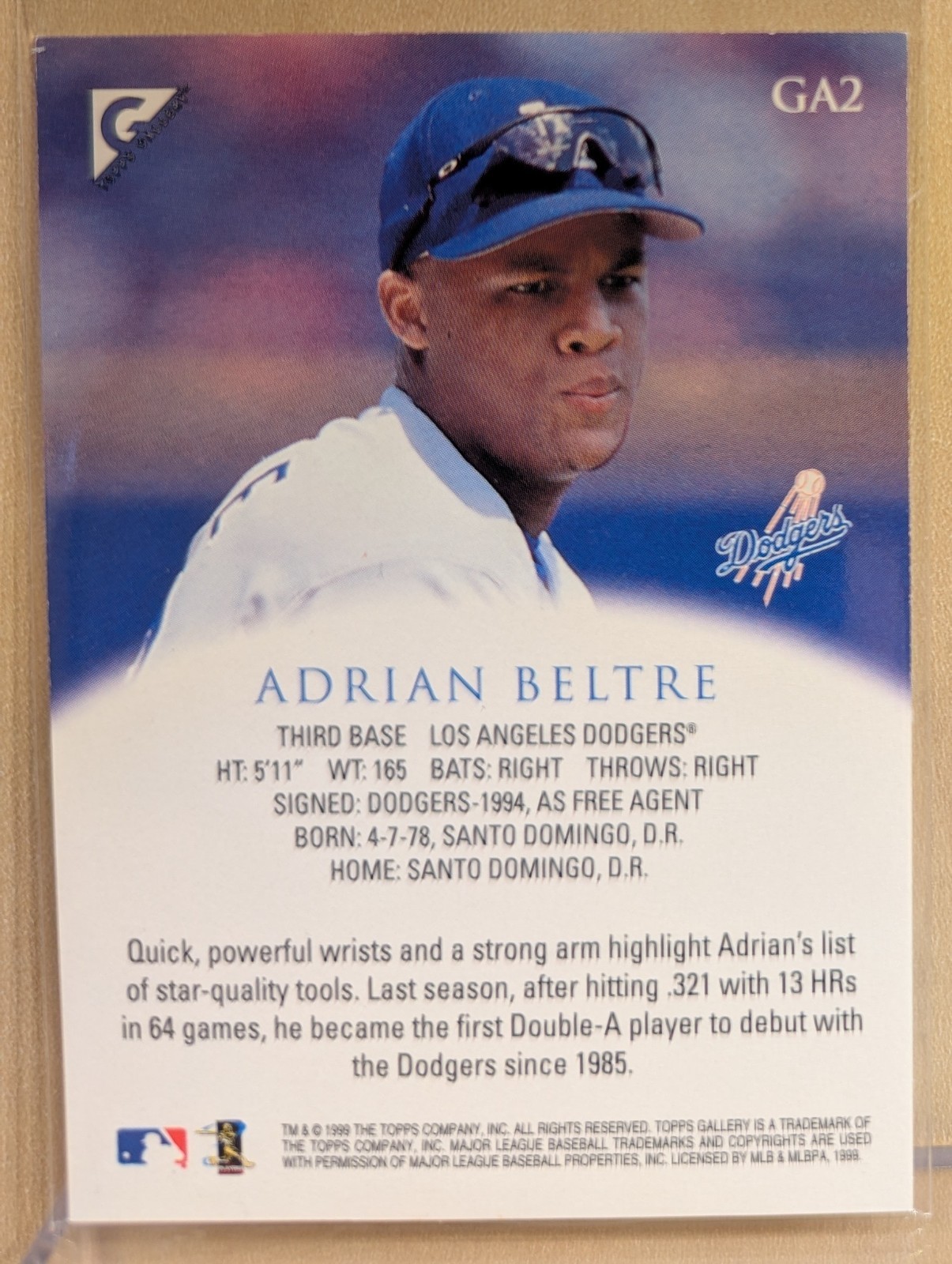 1999 Topps Gallery AUTO Adrian Beltre Dodgers RARE ON CARD AUTOGRAPH