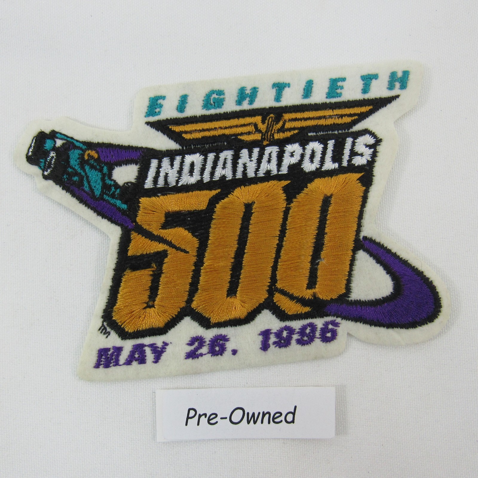 1996 Indy 500 Event Collector Emblem Patch Iron-On-Patch Buddy Lazier Pre-Owned