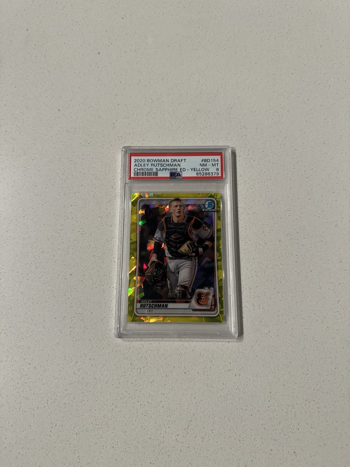 2020 bowman Chrome Sapphire Edition adley rutschman Yellow /99 PSA 8 NM-MT