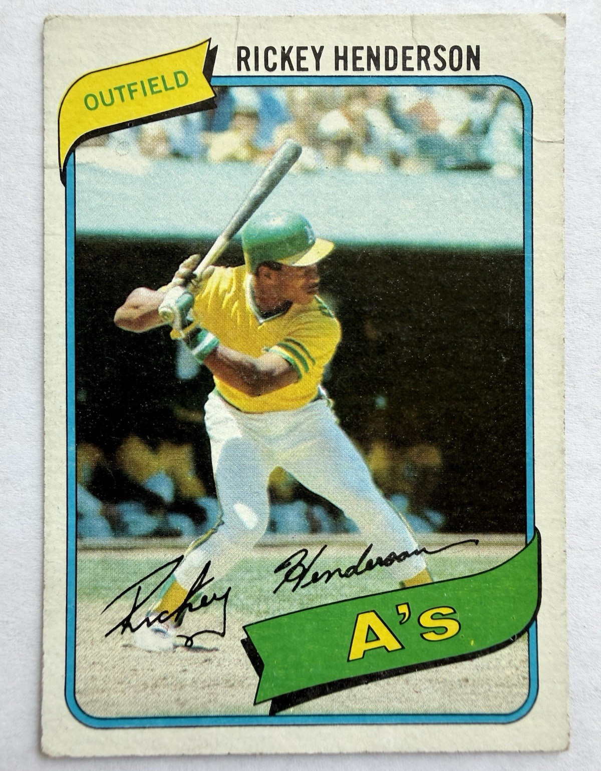 1980 Topps Rickey Henderson Rookie Card RC #482 Oakland A’s HOF Creased Vintage