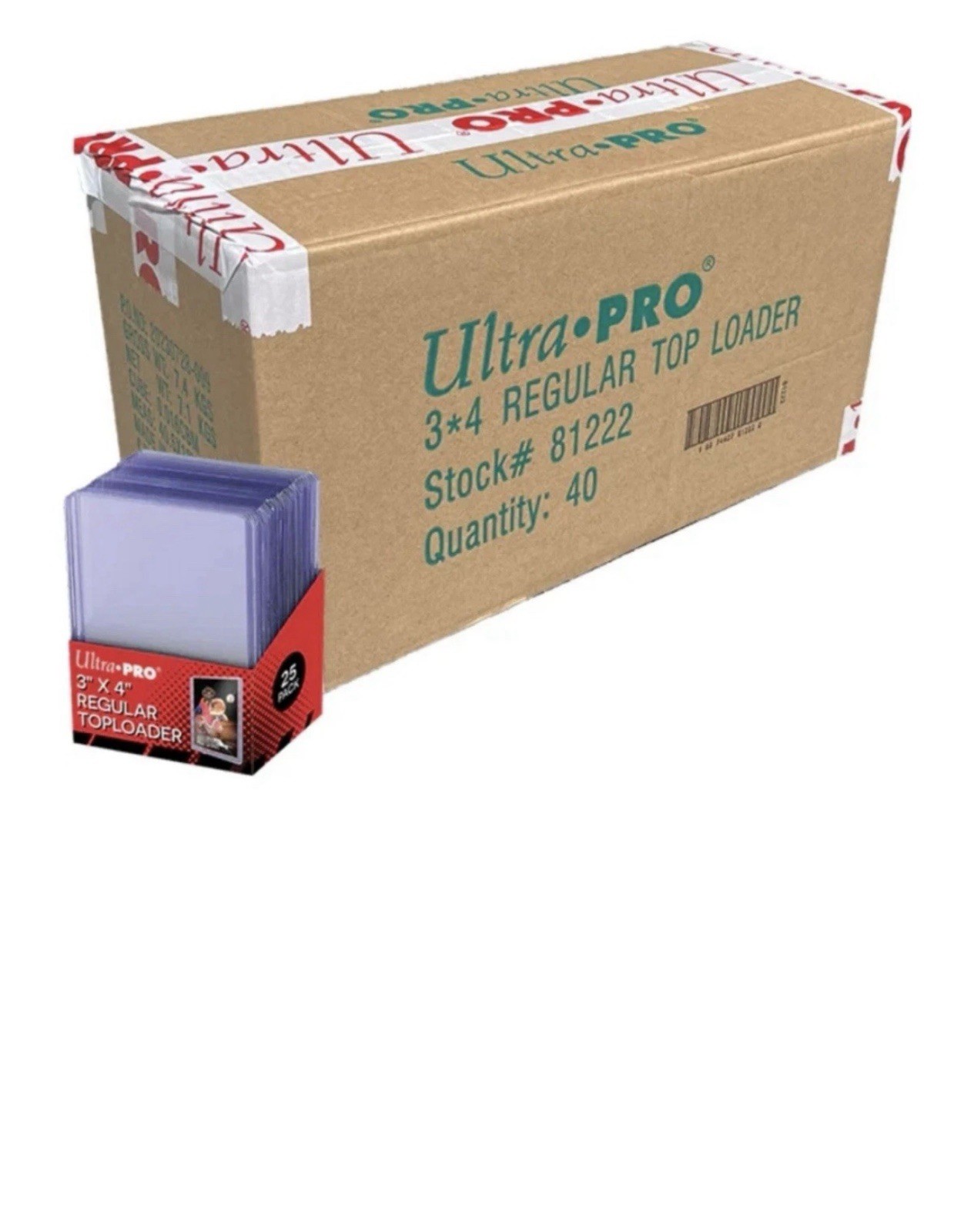 ULTRA PRO REGULAR 3X4 STANDARD TOP LOADER (40 PACKS – 25) TOPLOADER 1000 CT CASE