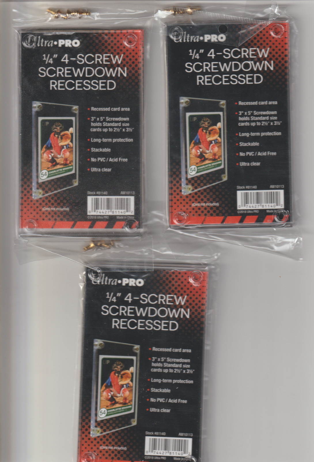 ULTRA PRO 1/4″ 4-SCREW SCREWDOWN RECESSED CARD HOLDER – 5 HOLDERS